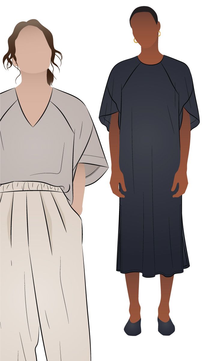 Phillips Woven Top and Dress by Style Arc - Sculptural top or mid length dress with cape-like sleeves