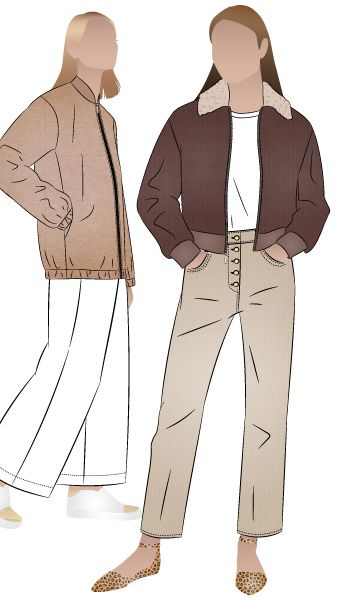 Sid Bomber Jacket by Style Arc - An unlined bomber jacket with two length and three collar options